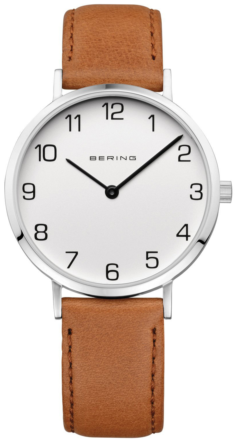 Bering Damklocka 13934-504 Classic Vit/Läder Ø34 mm