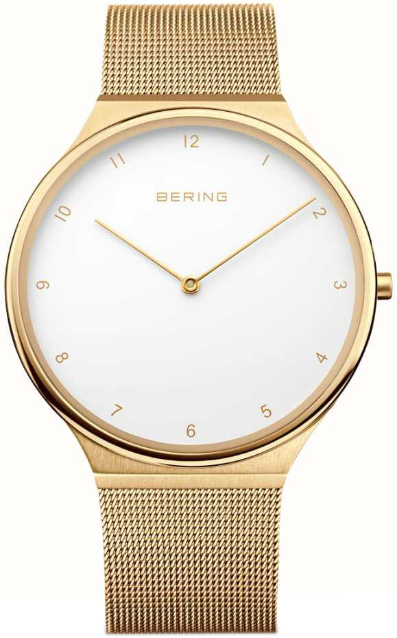Bering Damklocka 18434-334 Ultra Slim Vit/Gulguldtonat st&aring;l &Oslash;34 mm