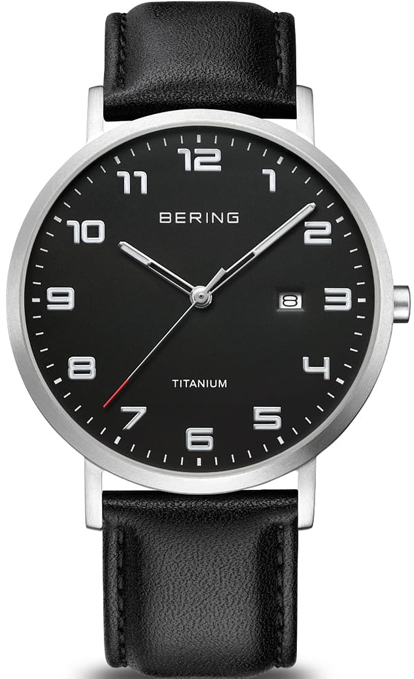 Bering Herrklocka 18640-402 Titanium Svart/Läder Ø40 mm - Bering