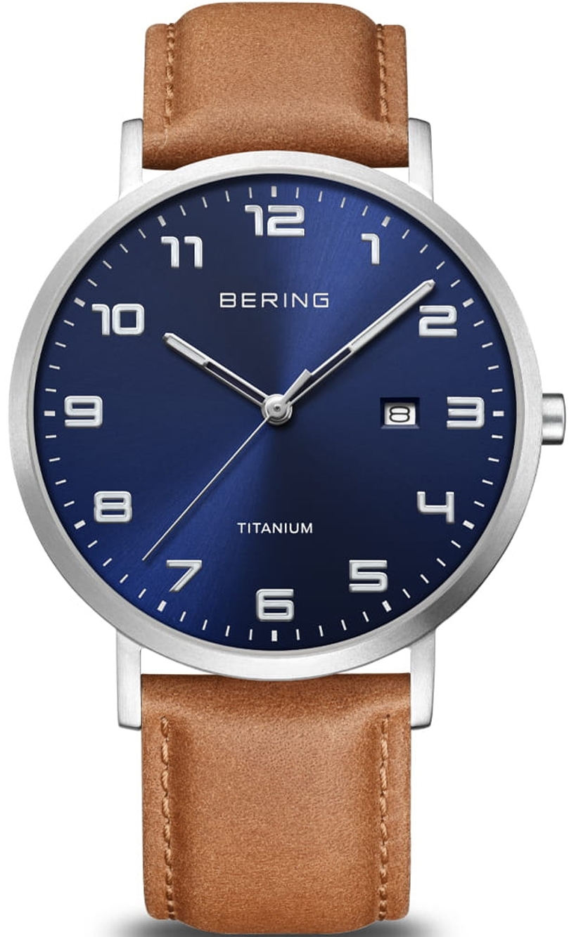 Bering Herrklocka 18640-567 Titanium Blå/Läder Ø40 mm - Bering
