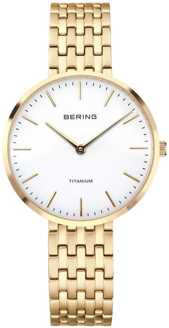 Bering Damklocka 19334-334 Titanium Vit/Gulguldtonat stål Ø34 mm - Bering