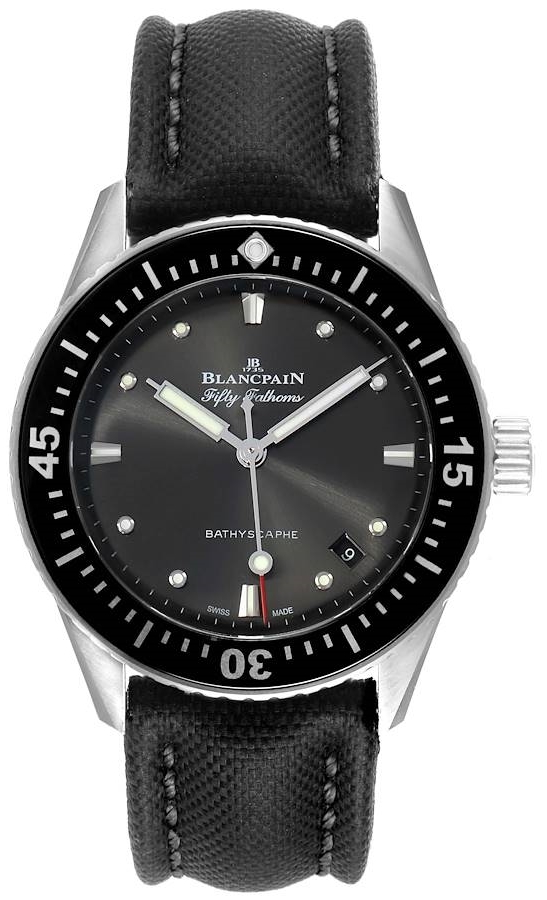 Blancpain Herrklocka 5100B-1110-B52A Fifty Fathoms Svart/Läder Ø38 - Blancpain