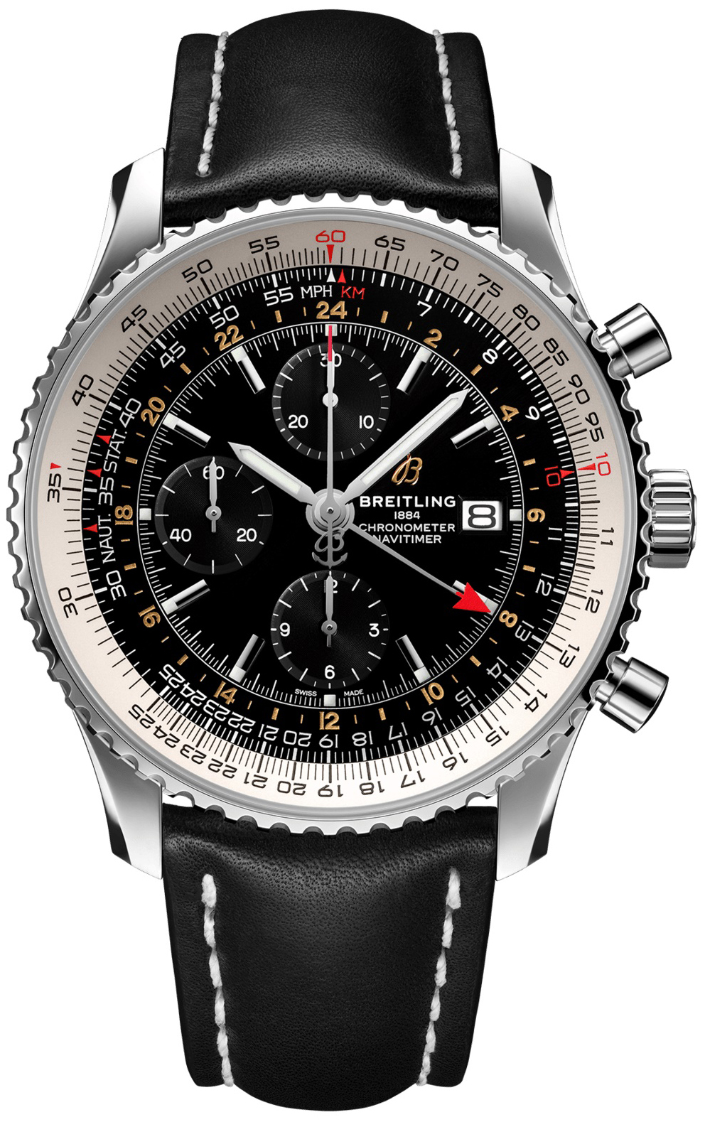 Breitling Herrklocka A24322121B2X1 Navitimer Gmt Svart/L&auml;der &Oslash;46 mm