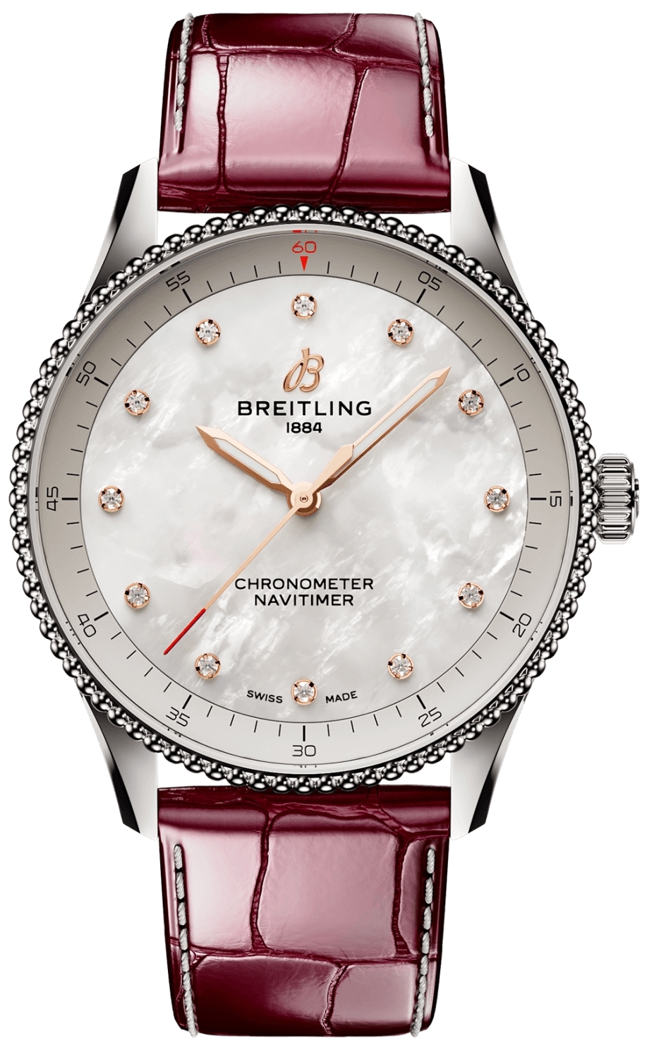 Breitling Damklocka A77320E61A2P2 Navitimer 32 Vit/Läder Ø32 mm - Breitling