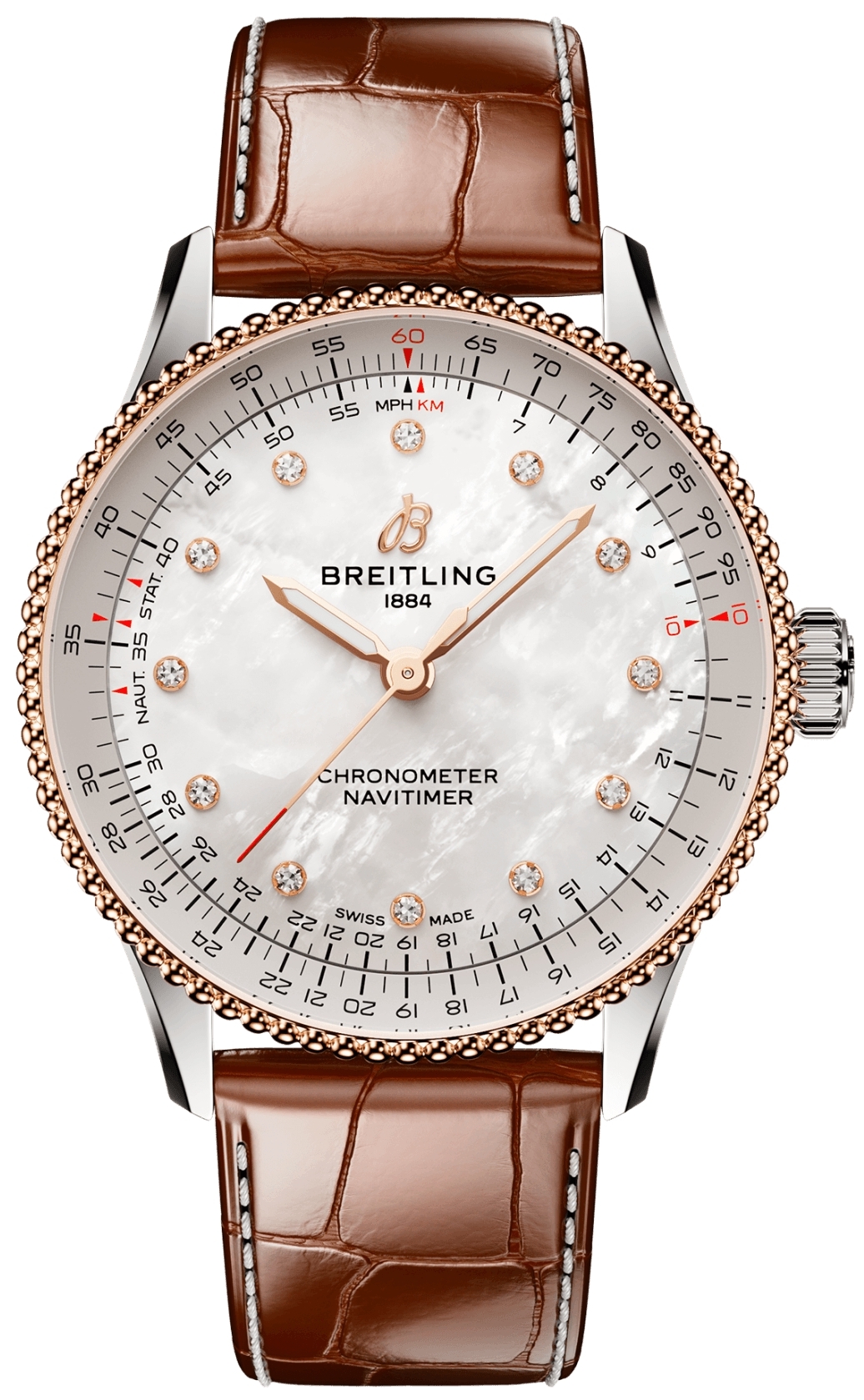 Breitling Herrklocka U17327211A1P1 Navitimer Automatic 36 Vit/Läder - Breitling