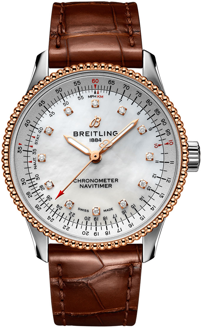 Breitling Damklocka U17395211A1P2 Navitimer Automatic 35 Vit/Läder - Breitling