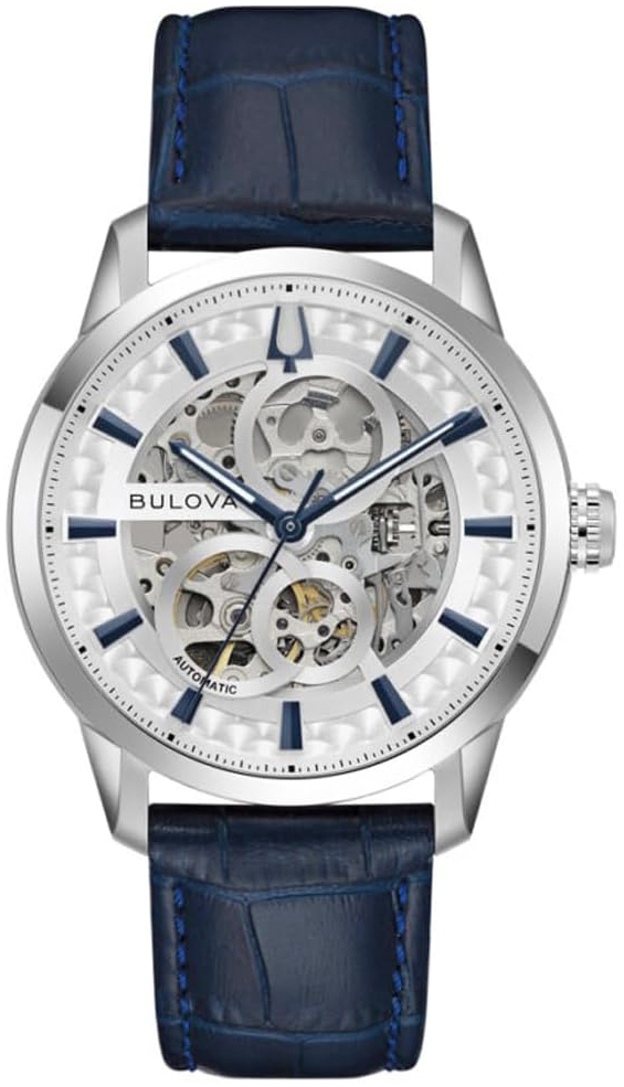 Bulova Herrklocka 96A330 Sutton Silverf&auml;rgad/L&auml;der &Oslash;40 mm