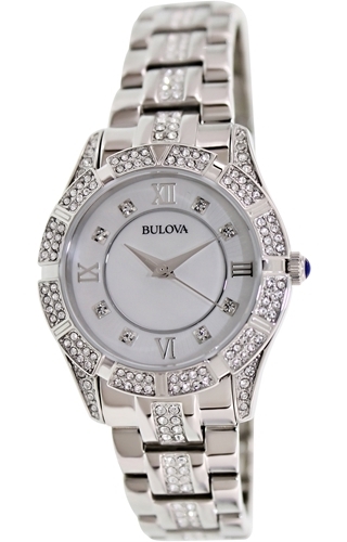 Bulova Crystal Damklocka 96L116 Vit/Stål Ø30 mm - Bulova