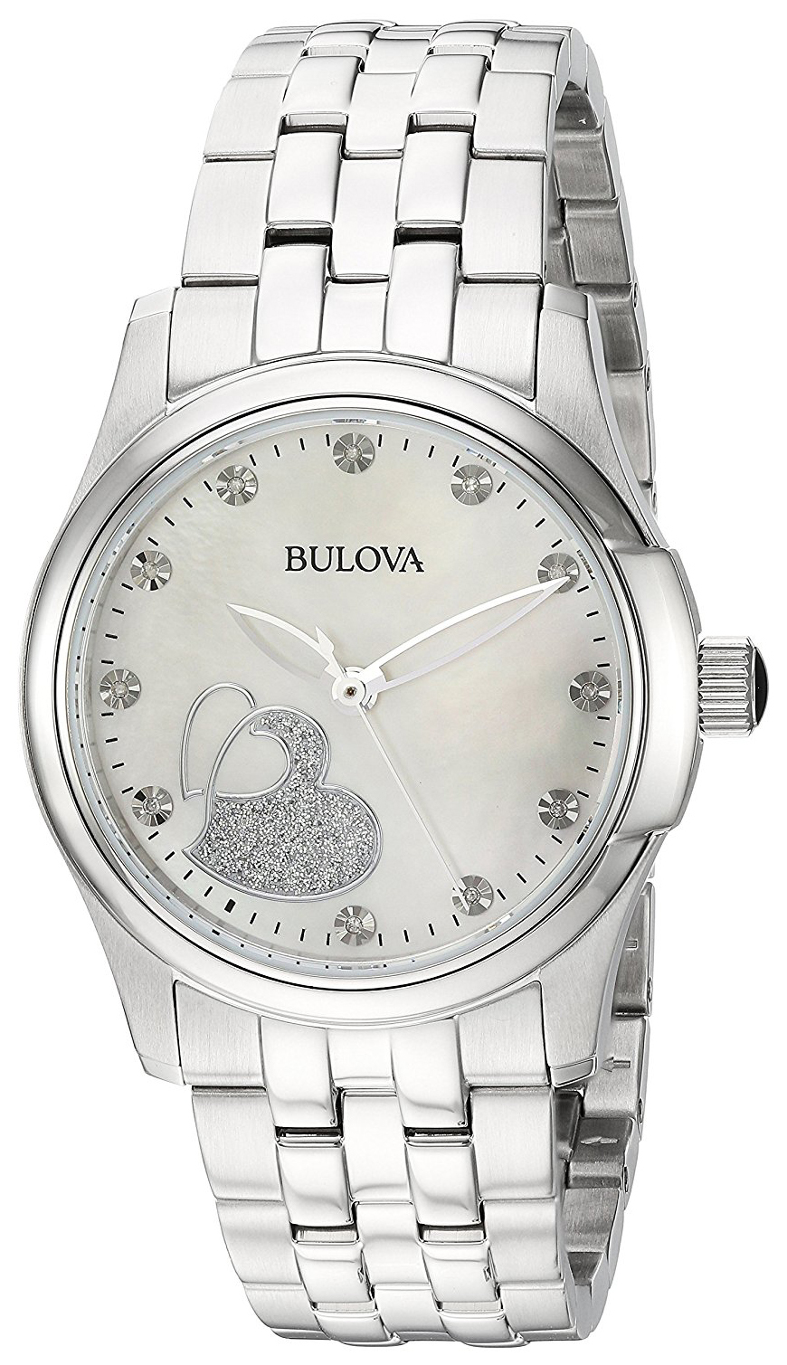 Bulova Damklocka 96P182 Vit/Stål Ø32 mm - Bulova