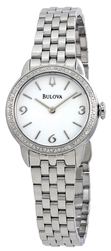 Bulova Damklocka 96R181 Vit/Stål Ø28 mm - Bulova