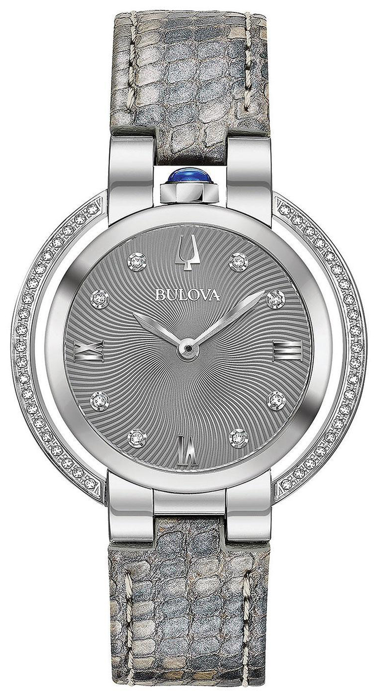 Bulova Damklocka 96R218 Grå/Läder Ø35 mm - Bulova