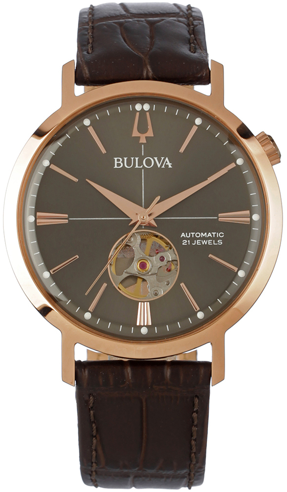 Bulova Herrklocka 97A171 Gr&aring;/L&auml;der &Oslash;41.2 mm