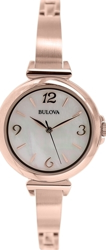 Bulova Damklocka 97L137 Vit/Roséguldstonat stål Ø30 mm - Bulova