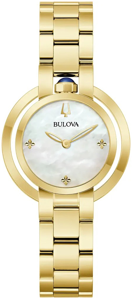 Bulova Damklocka 97L181 Classic Vit/Gulguldtonat st&aring;l &Oslash;30 mm