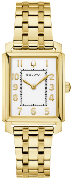 Bulova Damklocka 97L186 Sutton Vit/Gulguldtonat st&aring;l