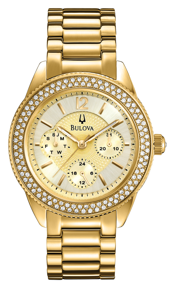 Bulova Damklocka 97N102 Crystal Guld/Gulguldtonat stål Ø38 mm - Bulova