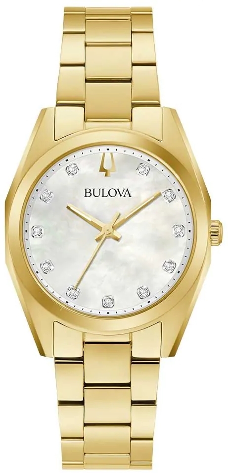 Bulova Damklocka 97P172 Surveyor Vit/Guldtonat stål Ø31 mm