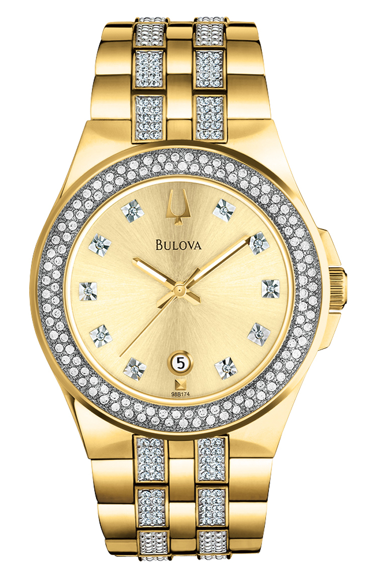 Bulova Crystal 98B174 Gulguldstonad/Gulguldtonat stål Ø42 mm - Bulova