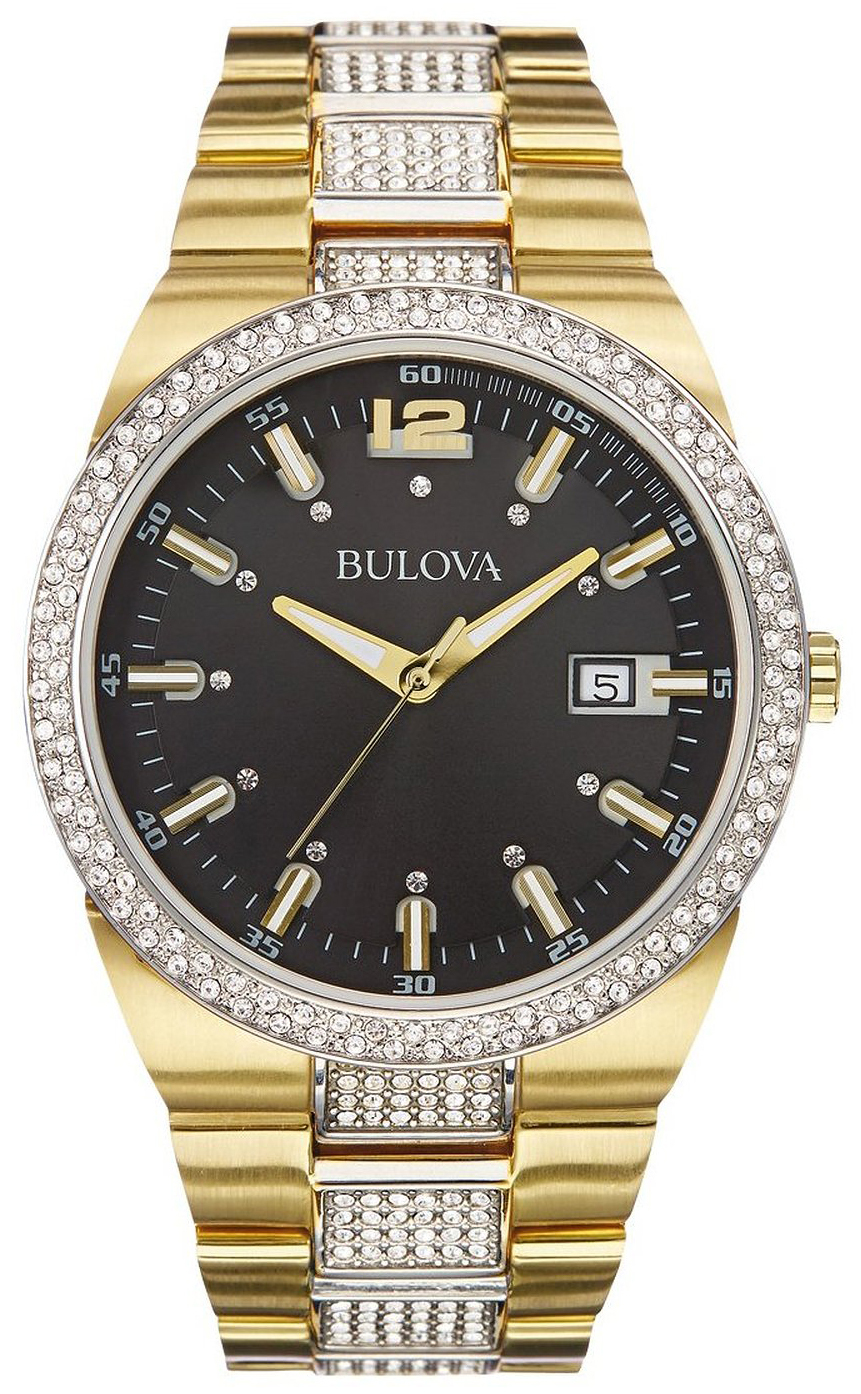 Bulova Herrklocka 98B235 Crystal Svart/Gulguldtonat stål Ø43 mm