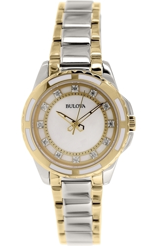 Bulova Damklocka 98P140 Vit/Stål Ø32 mm - Bulova