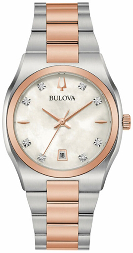 Bulova Damklocka 98P199 Surveyor Vit/Roséguldstonat stål Ø34 mm - Bulova