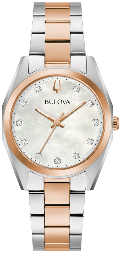 Bulova Damklocka 98P207 Surveyor Vit/Roséguldstonat stål Ø30.5 mm - Bulova