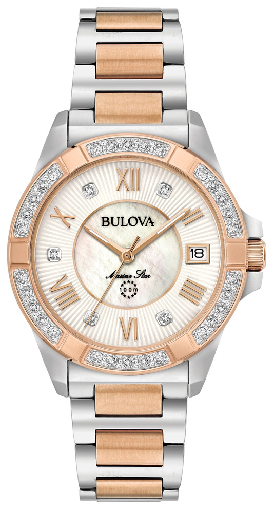 Bulova Damklocka 98R234 Vit/Roséguldstonat stål Ø32 mm - Bulova