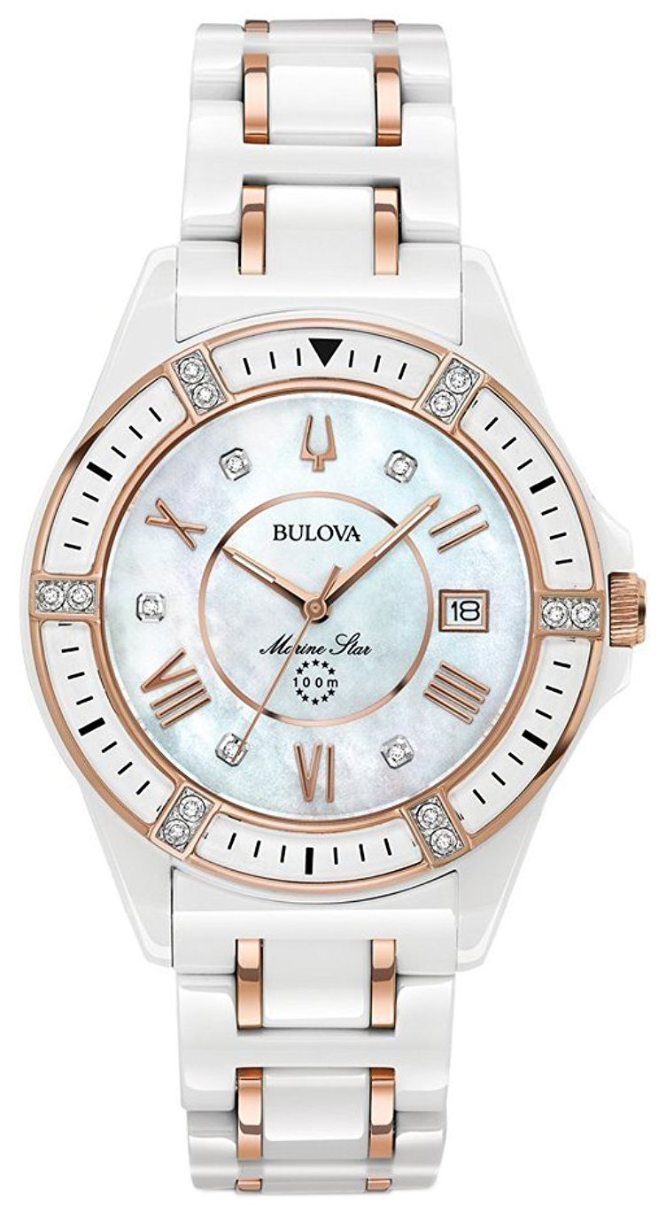 Bulova Damklocka 98R241 Vit/Roséguldstonat stål Ø37 mm - Bulova