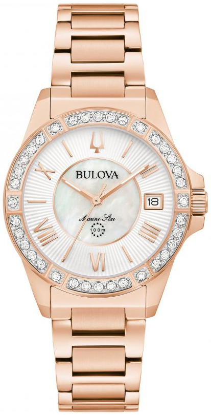 Bulova Damklocka 98R295 Marine Star Vit/Roséguldstonat stål Ø32 mm - Bulova