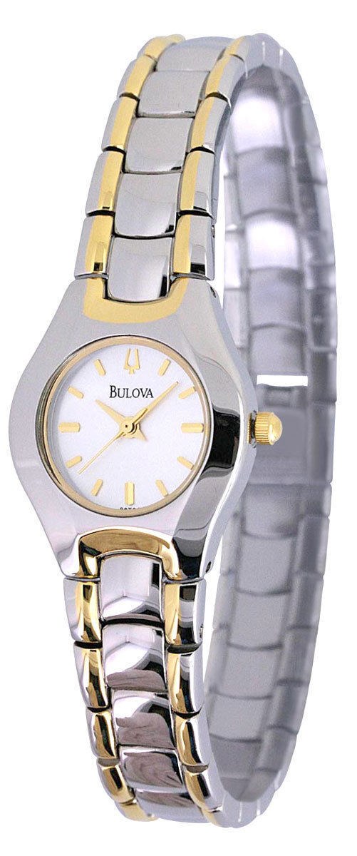 Bulova Dress Damklocka 98T84 Vit/Gulguldtonat stål Ø23 mm - Bulova