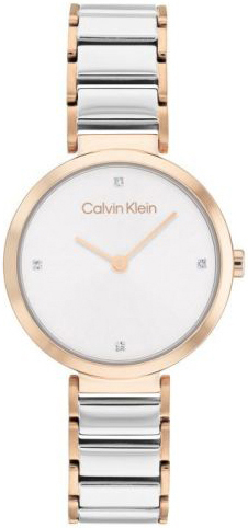 Calvin Klein CK Damklocka 25200139 Minimalistic Vit/Roséguldstonat