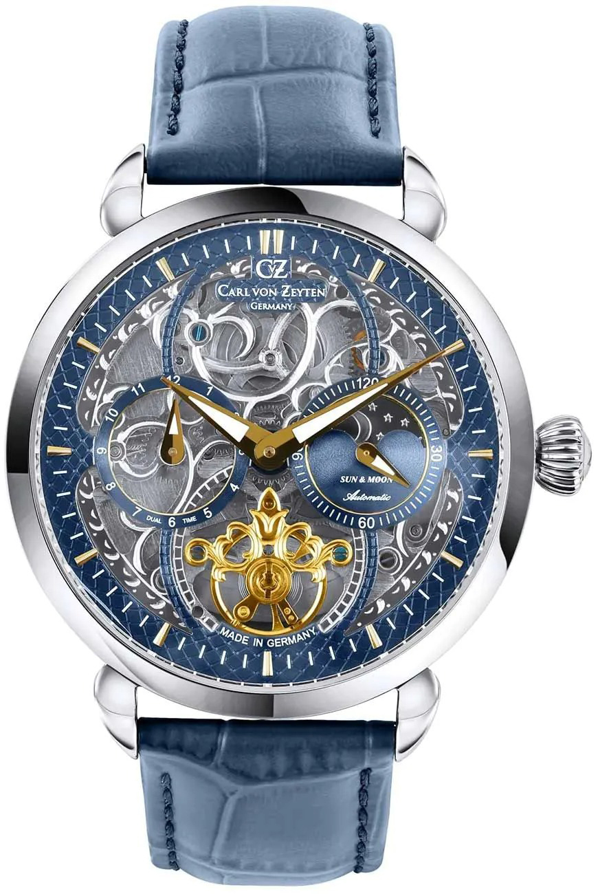 Carl von Zeyten Herrklocka CVZ0005BLGS Neukirch Blå/Läder Ø45 mm
