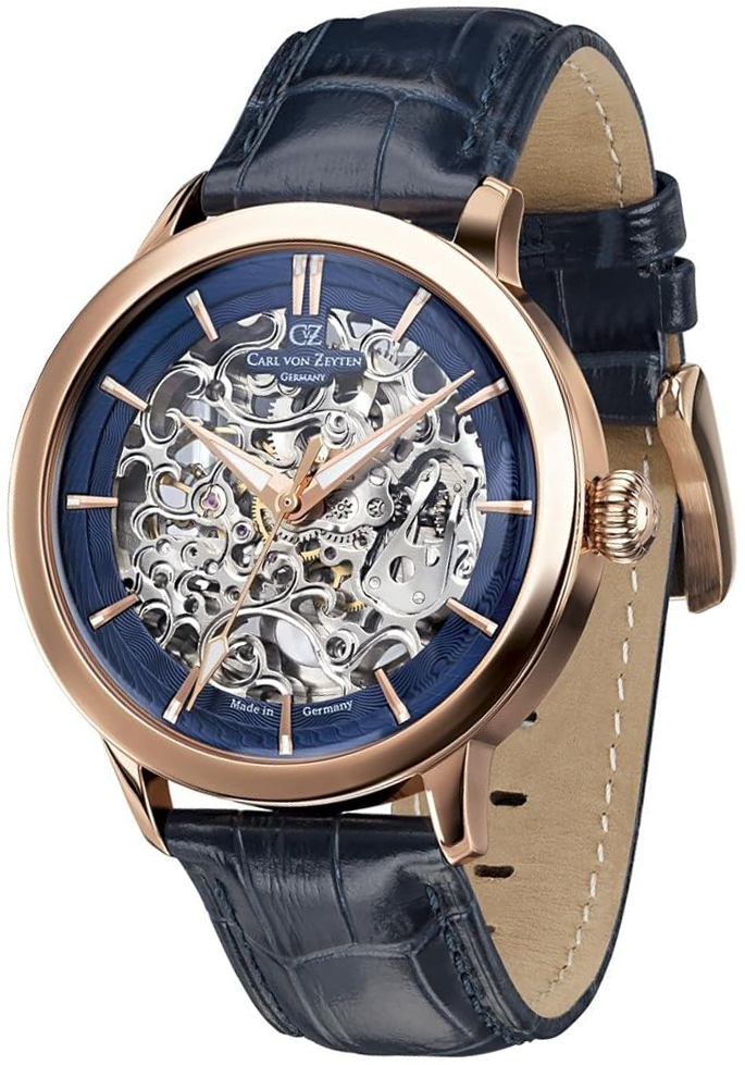 Carl von Zeyten Herrklocka CVZ0013RBLS Triberg Blå/Läder Ø45 mm - Carl von Zeyten