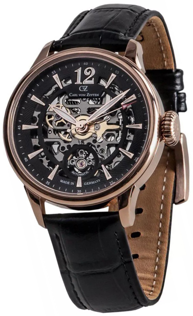 Carl von Zeyten Herrklocka CVZ0051RBK Enz Svart/Läder Ø40 mm