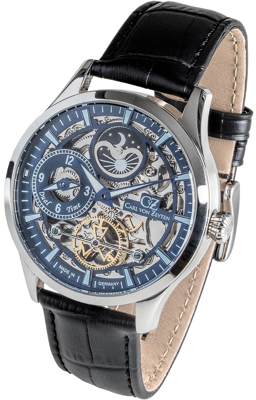 Carl von Zeyten Herrklocka CVZ0063BLS Freiburg Blå/Läder Ø44 mm - Carl von Zeyten