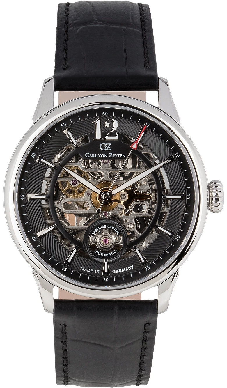 Carl von Zeyten Herrklocka CVZ0080BKS Schramberg Svart/Läder Ø43 mm - Carl von Zeyten