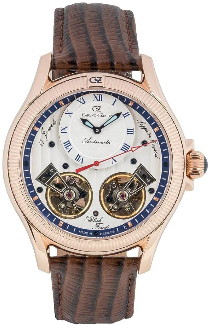 Carl von Zeyten Herrklocka CVZ0084RWHS Waldhaus Vit/L&auml;der &Oslash;46 mm