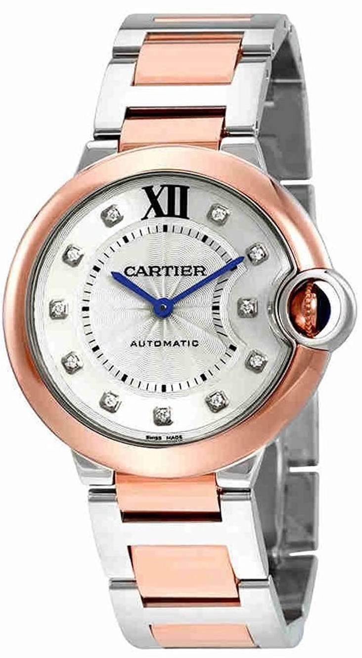 Cartier Ballon Blue Damklocka W3BB0007 Silverfärgad/18 karat roséguld