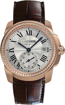 Cartier Calibre de Cartier Herrklocka WF100013 Silverfärgad/Läder Ø38 mm - Cartier