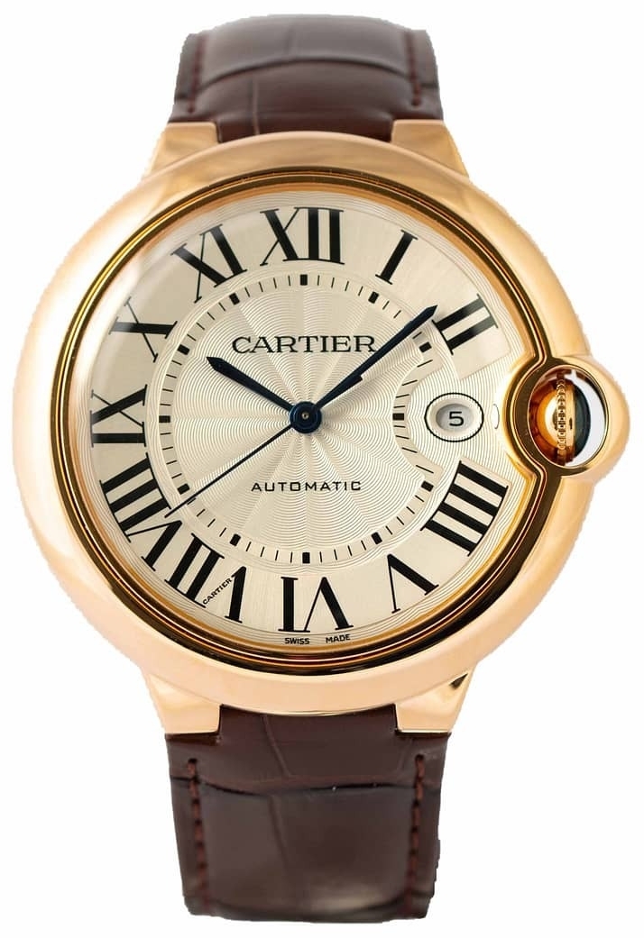 Cartier Herrklocka WGBB0030 Ballon Bleu De Silverfärgad/Läder Ø42