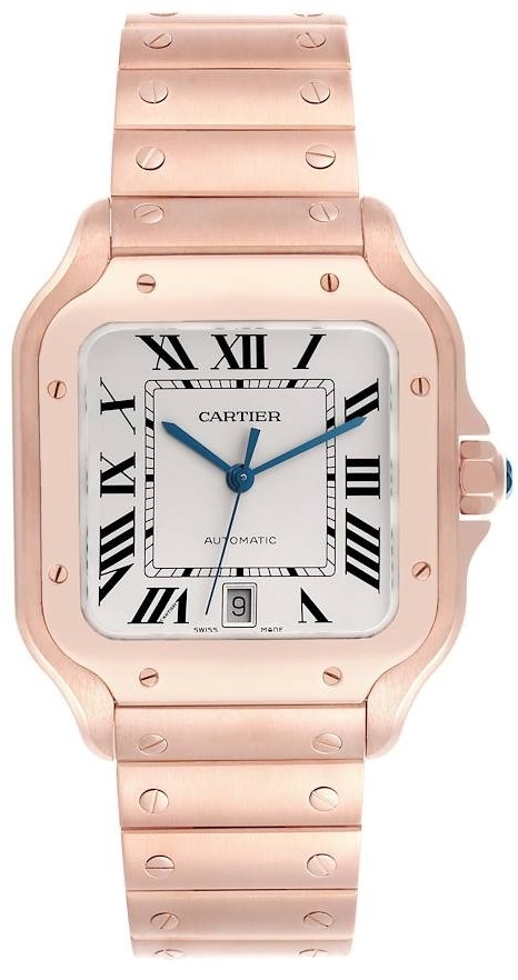 Cartier Herrklocka WGSA0018 Santos De Silverfärgad/18 karat roséguld - Cartier