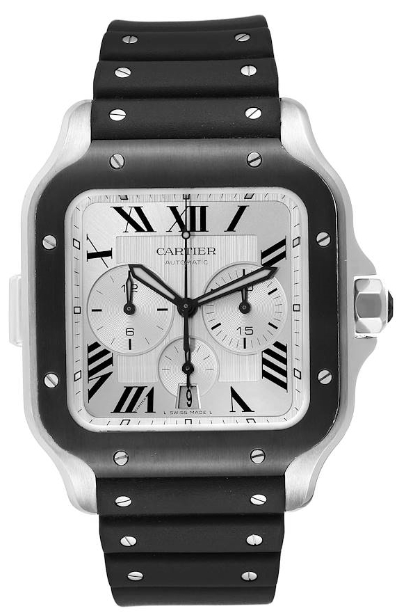 Cartier Herrklocka WSSA0017 Santos De Silverfärgad/Gummi