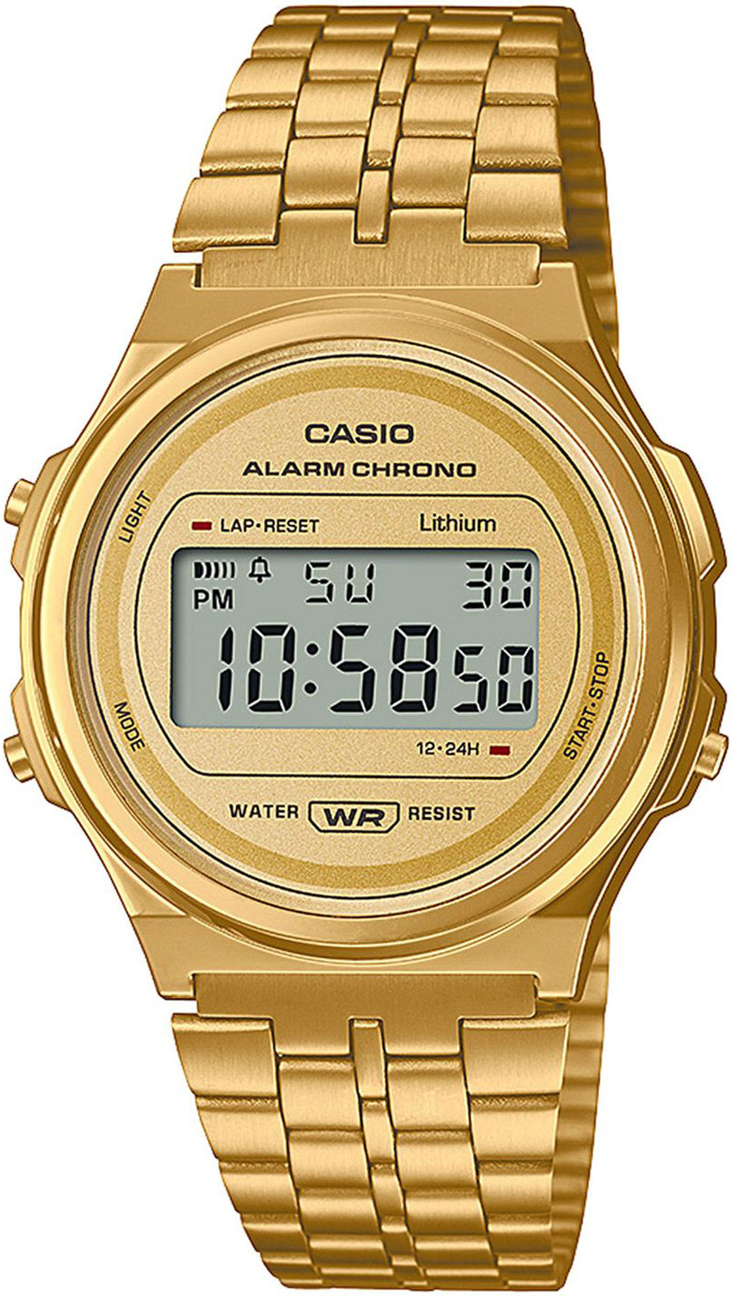 Casio A171WEG-9AEF Vintage LCD/Gulguldtonat stål Ø36.6 mm - Casio