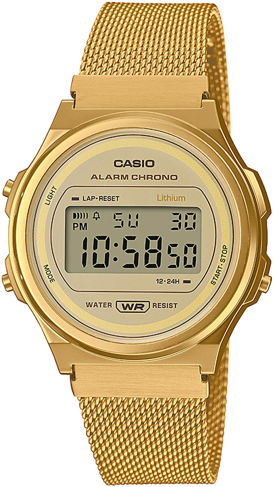 Casio A171WEMG-9AEF Vintage LCD/Gulguldtonat stål Ø36.6 mm - Casio