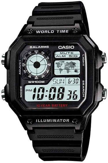 Casio Herrklocka AE-1200WH-1AVDF Classic LCD/Resinplast Ø43 mm - Casio
