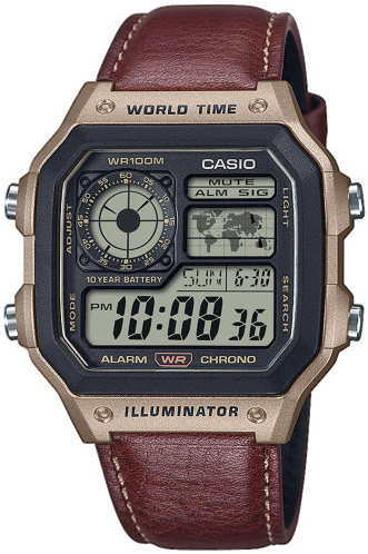 Casio Herrklocka AE-1200WHL-5AVEF Vintage LCD/Läder - Casio