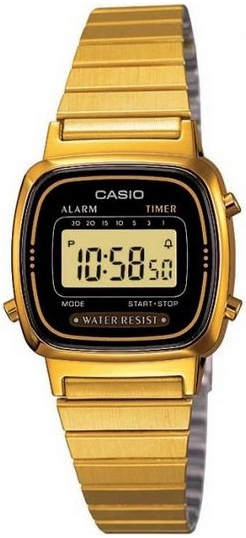 Casio Damklocka LA-670WGA-1DF Classic LCD/Gulguldtonat stål 25x30 mm - Casio