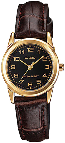 Casio Damklocka LTP-V001GL-1BUDF Standard Svart/Läder Ø25 mm - Casio