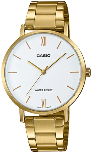 Casio Damklocka LTP-VT01G-7BUDF Classic Vit/Gulguldtonat stål Ø34 mm - Casio