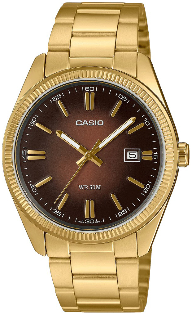 Casio MTP-1302PGC-5AVEF Collection Brun/Gulguldtonat stål Ø38.5 mm - Casio